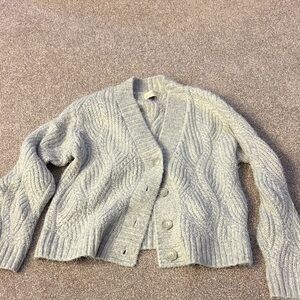 Gray/Silver Cable Knit Women's Sweater